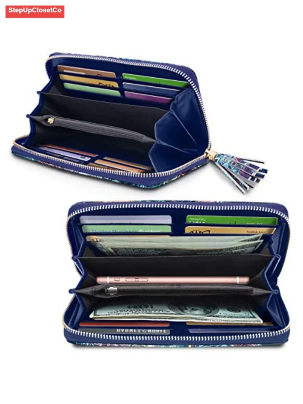 RFID Blocking Zipper Around Wallet for Women, PU Vegan Leather, 12 Card Slots